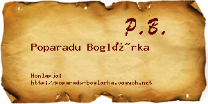Poparadu Boglárka névjegykártya